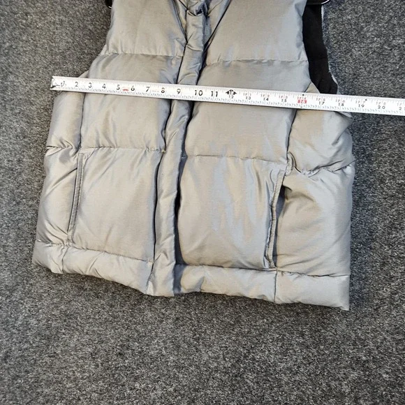 Vintage GAP Down Puffer Vest Mens Large Silver Gray 90s Bubble Vest 1999 - Picture 2 of 6